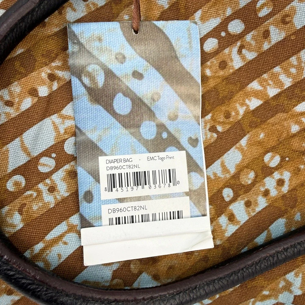 NWT Ergobaby EMC Diaper Bag Rare Togo Print OS Boho Canvas Leather Indie‎ Tribal